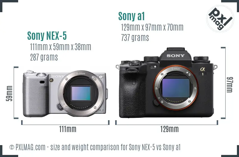 Sony NEX-5 vs Sony a1 size comparison Sony NEX-5 vs Sony a1 size comparison