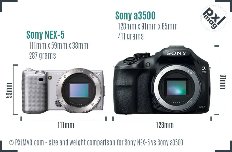 Sony NEX-5 vs Sony a3500 size comparison