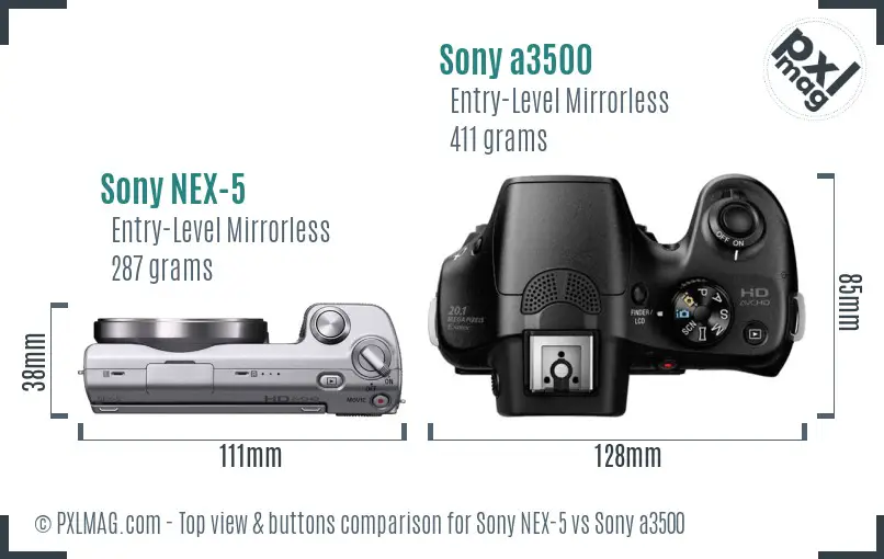 Sony NEX-5 vs Sony a3500 top view buttons comparison
