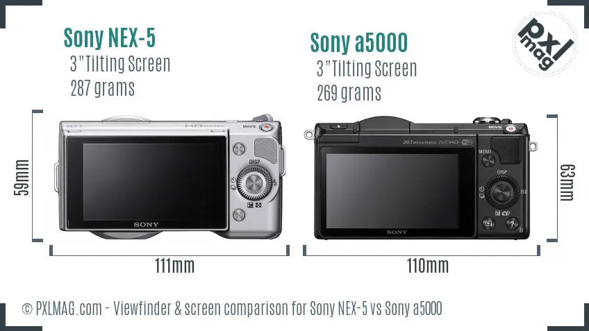 Sony NEX-5 vs Sony a5000 Screen and Viewfinder comparison