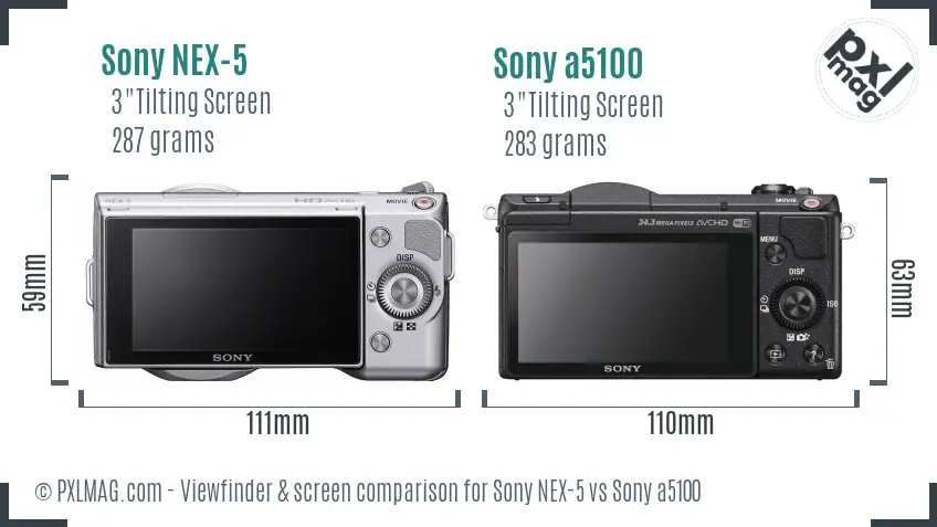 Sony NEX-5 vs Sony a5100 Screen and Viewfinder comparison