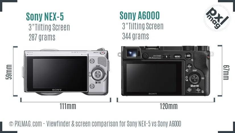 Sony NEX-5 vs Sony A6000 Screen and Viewfinder comparison Sony NEX-5 vs Sony A6000 Screen and Viewfinder comparison