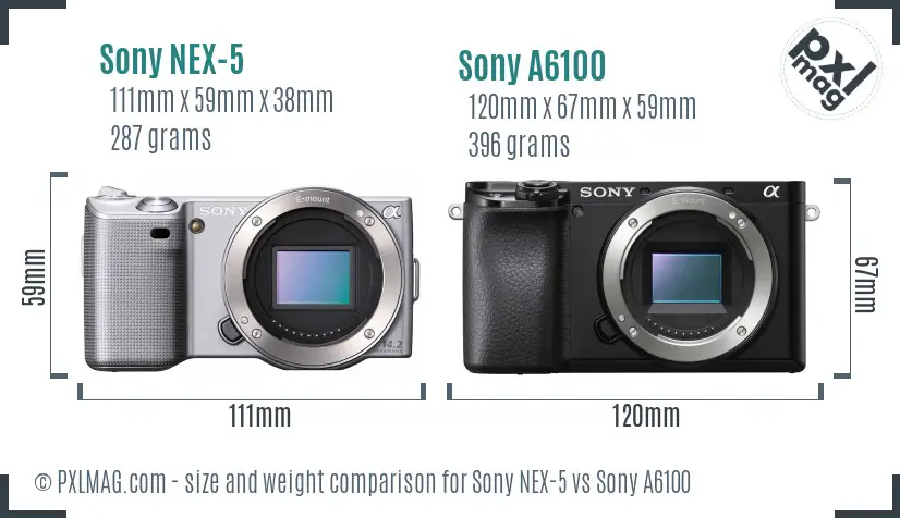 Sony NEX-5 vs Sony A6100 size comparison