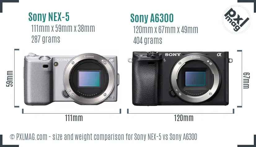 Sony NEX-5 vs Sony A6300 size comparison