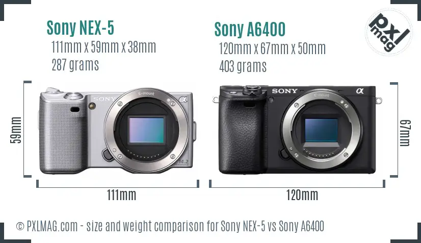 Sony NEX-5 vs Sony A6400 size comparison