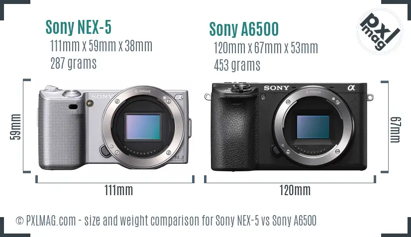 Sony NEX-5 vs Sony A6500 size comparison