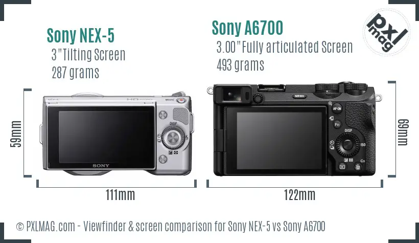 Sony NEX-5 vs Sony A6700 Screen and Viewfinder comparison Sony NEX-5 vs Sony A6700 Screen and Viewfinder comparison