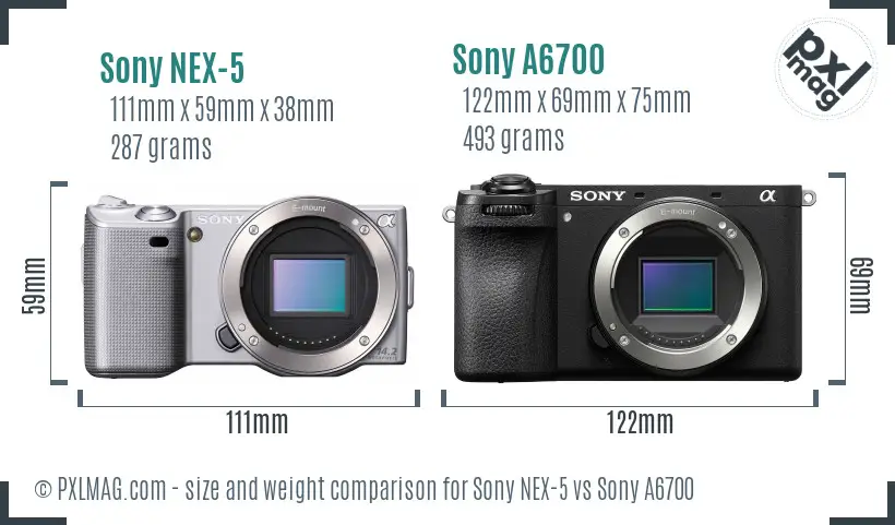 Sony NEX-5 vs Sony A6700 size comparison Sony NEX-5 vs Sony A6700 size comparison