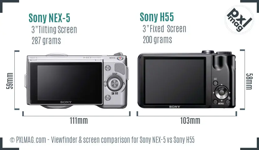 Sony NEX-5 vs Sony H55 Screen and Viewfinder comparison