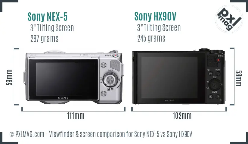 Sony NEX-5 vs Sony HX90V Screen and Viewfinder comparison