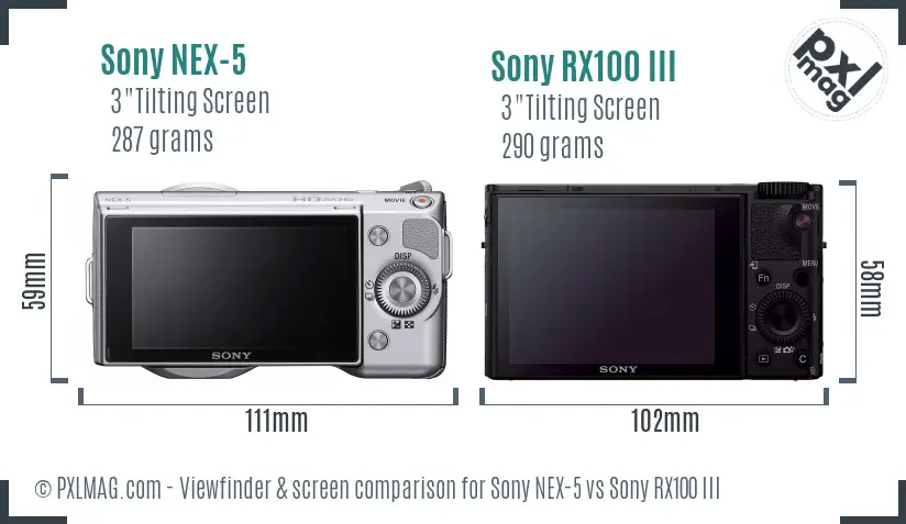 Sony NEX-5 vs Sony RX100 III Screen and Viewfinder comparison