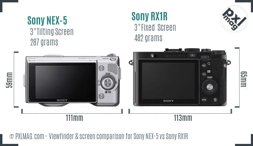 Sony NEX-5 vs Sony RX1R Screen and Viewfinder comparison