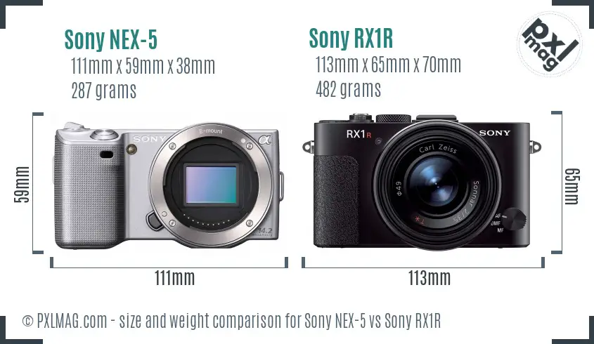 Sony NEX-5 vs Sony RX1R size comparison
