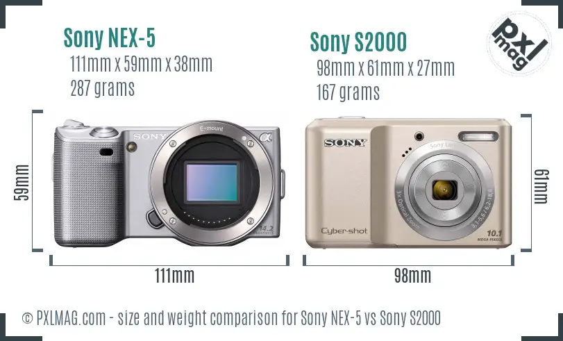 Sony NEX-5 vs Sony S2000 size comparison