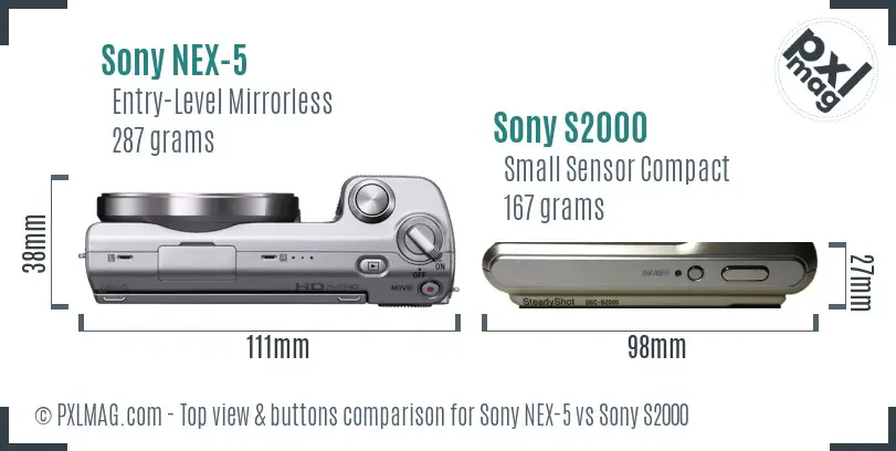 Sony NEX-5 vs Sony S2000 top view buttons comparison