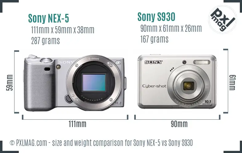 Sony NEX-5 vs Sony S930 size comparison