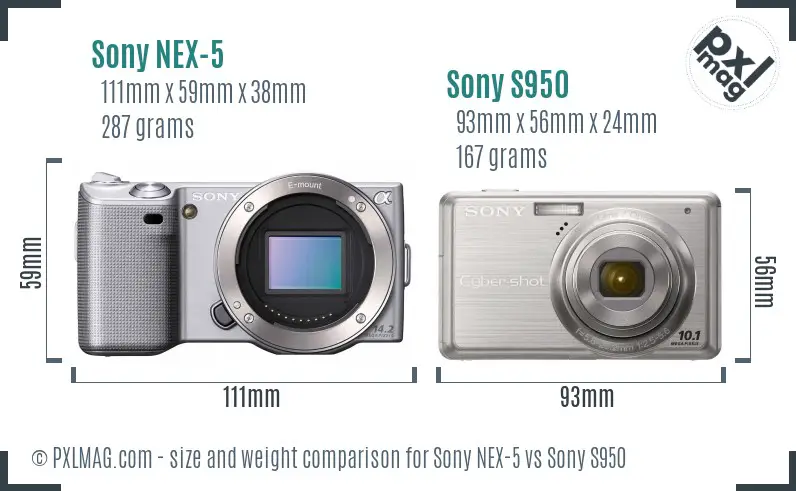 Sony NEX-5 vs Sony S950 size comparison