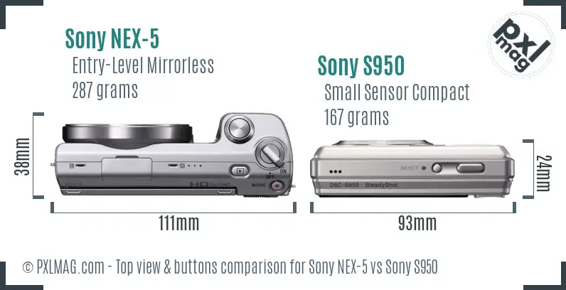 Sony NEX-5 vs Sony S950 top view buttons comparison