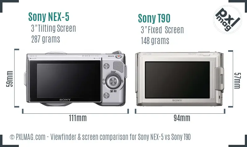 Sony NEX-5 vs Sony T90 Screen and Viewfinder comparison