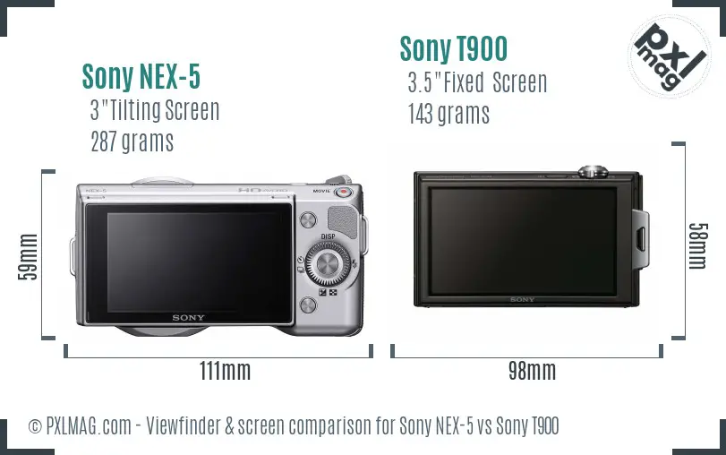 Sony NEX-5 vs Sony T900 Screen and Viewfinder comparison