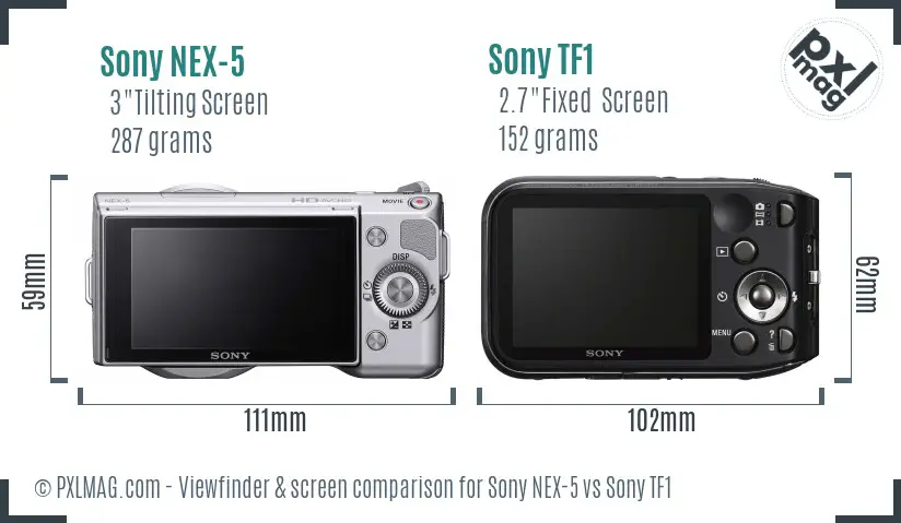 Sony NEX-5 vs Sony TF1 Screen and Viewfinder comparison