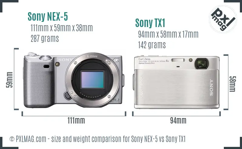 Sony NEX-5 vs Sony TX1 size comparison