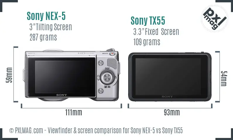 Sony NEX-5 vs Sony TX55 Screen and Viewfinder comparison