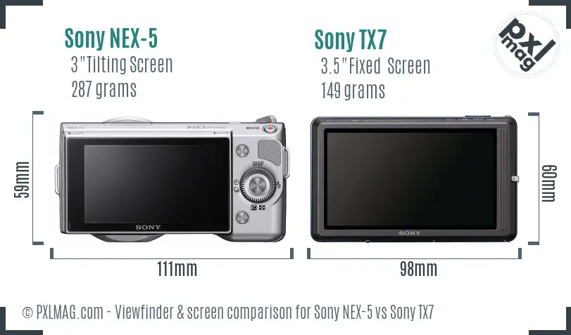 Sony NEX-5 vs Sony TX7 Screen and Viewfinder comparison