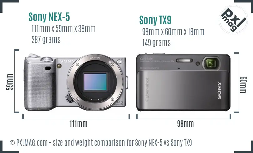 Sony NEX-5 vs Sony TX9 size comparison