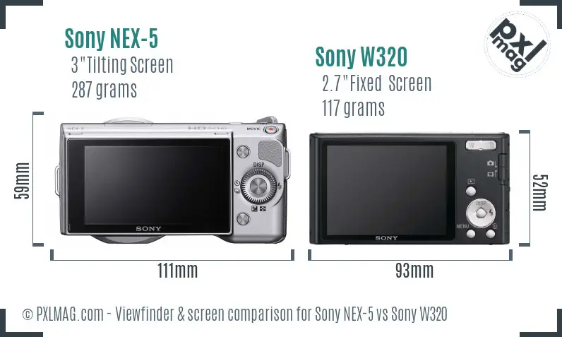 Sony NEX-5 vs Sony W320 Screen and Viewfinder comparison