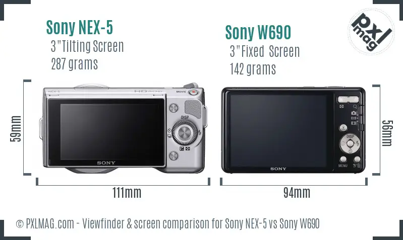 Sony NEX-5 vs Sony W690 Screen and Viewfinder comparison