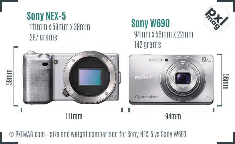 Sony NEX-5 vs Sony W690 size comparison