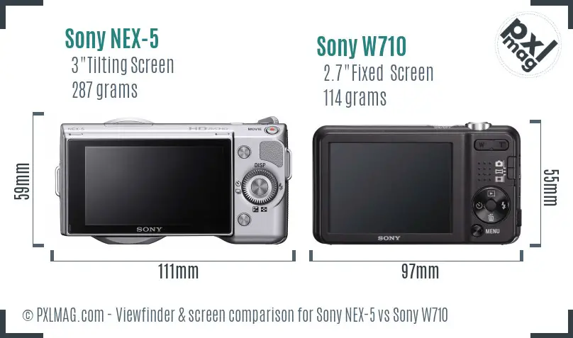 Sony NEX-5 vs Sony W710 Screen and Viewfinder comparison