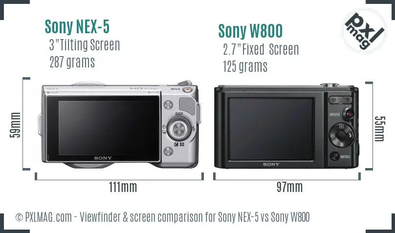 Sony NEX-5 vs Sony W800 Screen and Viewfinder comparison
