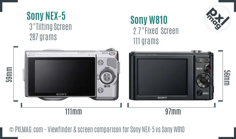 Sony NEX-5 vs Sony W810 Screen and Viewfinder comparison