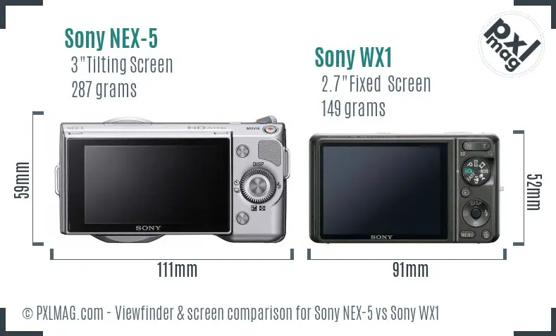 Sony NEX-5 vs Sony WX1 Screen and Viewfinder comparison