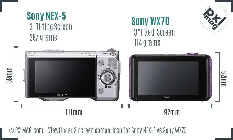 Sony NEX-5 vs Sony WX70 Screen and Viewfinder comparison