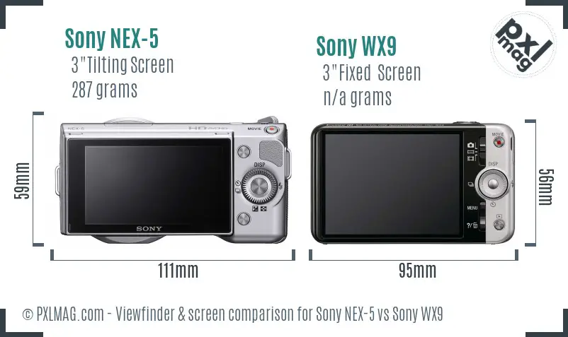 Sony NEX-5 vs Sony WX9 Screen and Viewfinder comparison