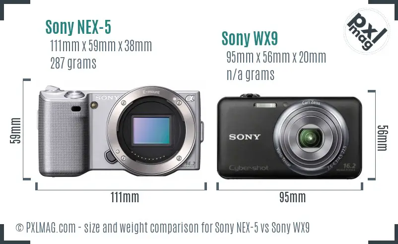 Sony NEX-5 vs Sony WX9 size comparison
