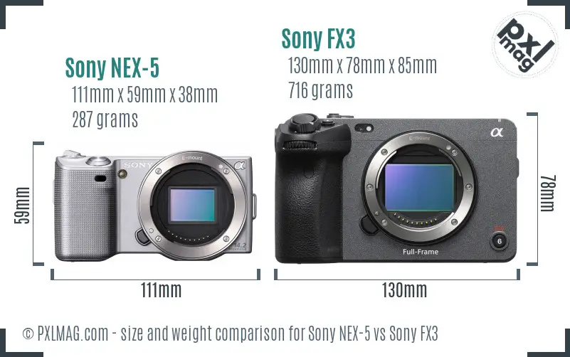Sony NEX-5 vs Sony FX3 size comparison Sony NEX-5 vs Sony FX3 size comparison