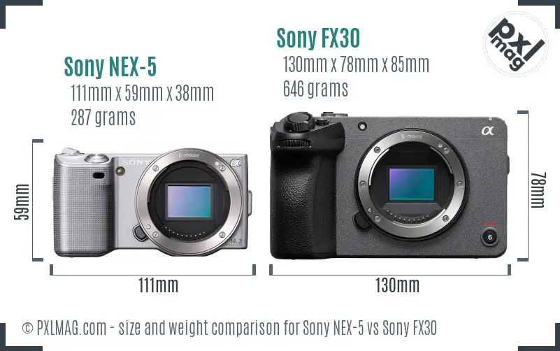 Sony NEX-5 vs Sony FX30 size comparison Sony NEX-5 vs Sony FX30 size comparison