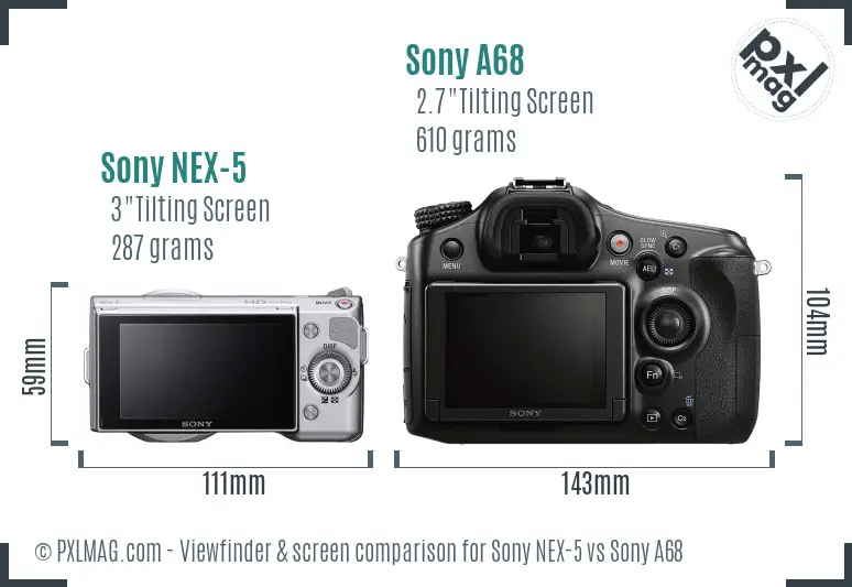 Sony NEX-5 vs Sony A68 Screen and Viewfinder comparison