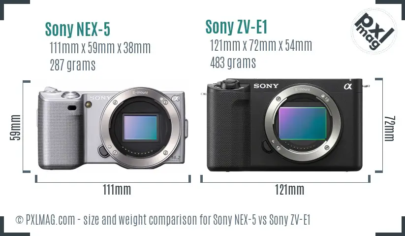 Sony NEX-5 vs Sony ZV-E1 size comparison Sony NEX-5 vs Sony ZV-E1 size comparison