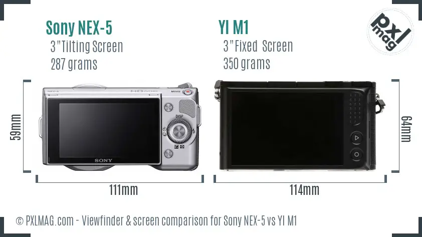Sony NEX-5 vs YI M1 Screen and Viewfinder comparison