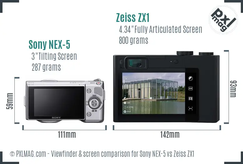 Sony NEX-5 vs Zeiss ZX1 Screen and Viewfinder comparison