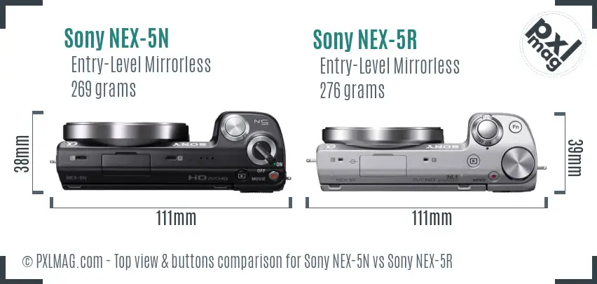 Sony NEX-5N vs Sony NEX-5R top view buttons comparison