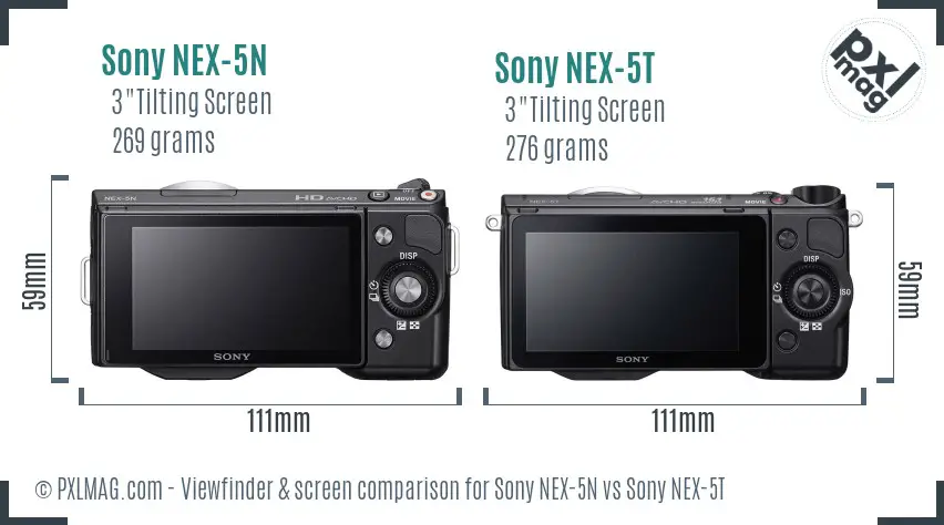 Sony NEX-5N vs Sony NEX-5T Screen and Viewfinder comparison