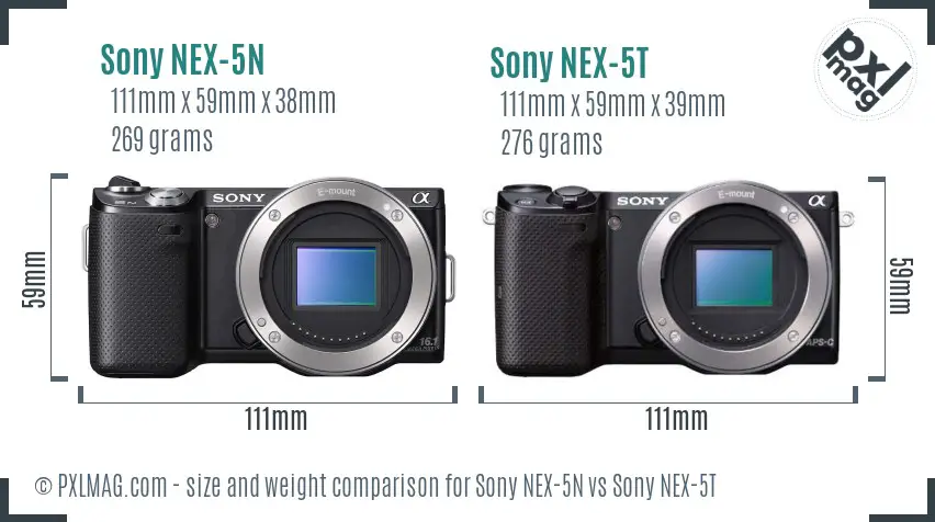 Sony NEX-5N vs Sony NEX-5T size comparison