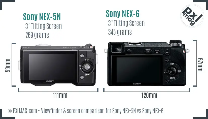 Sony NEX-5N vs Sony NEX-6 Screen and Viewfinder comparison