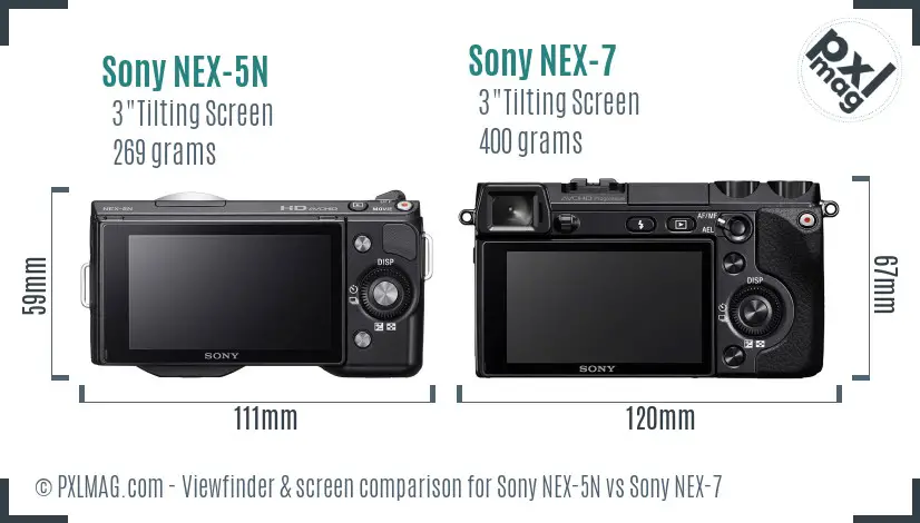 Sony NEX-5N vs Sony NEX-7 Screen and Viewfinder comparison